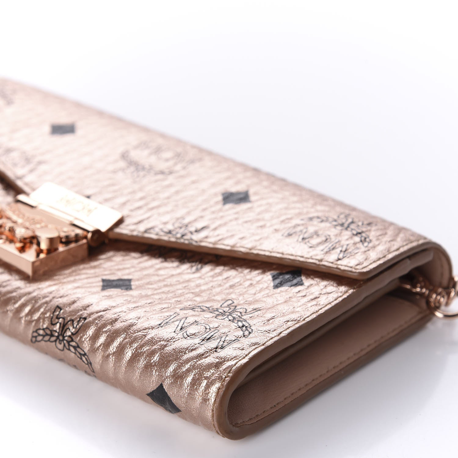 MCM Metallic Visetos Patricia Wallet On Chain Champagne Gold 7 of 11