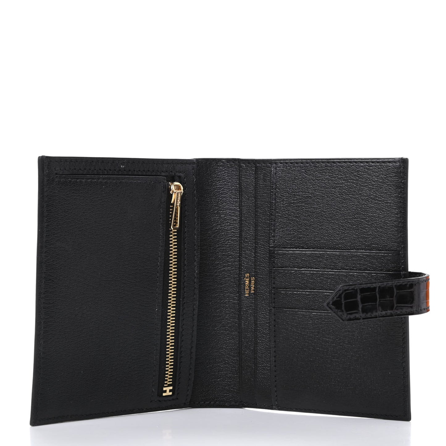 Shiny Alligator Bearn Compact Wallet Black