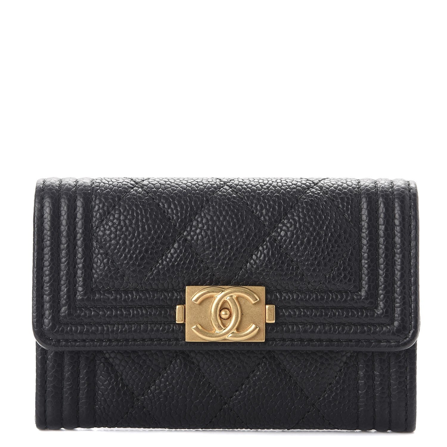Chanel Caviar Quilted Boy Flap Card Holder Black 1 of 9