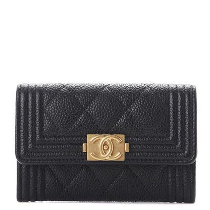 Chanel Caviar Quilted Boy Flap Card Holder Black 1 of 9