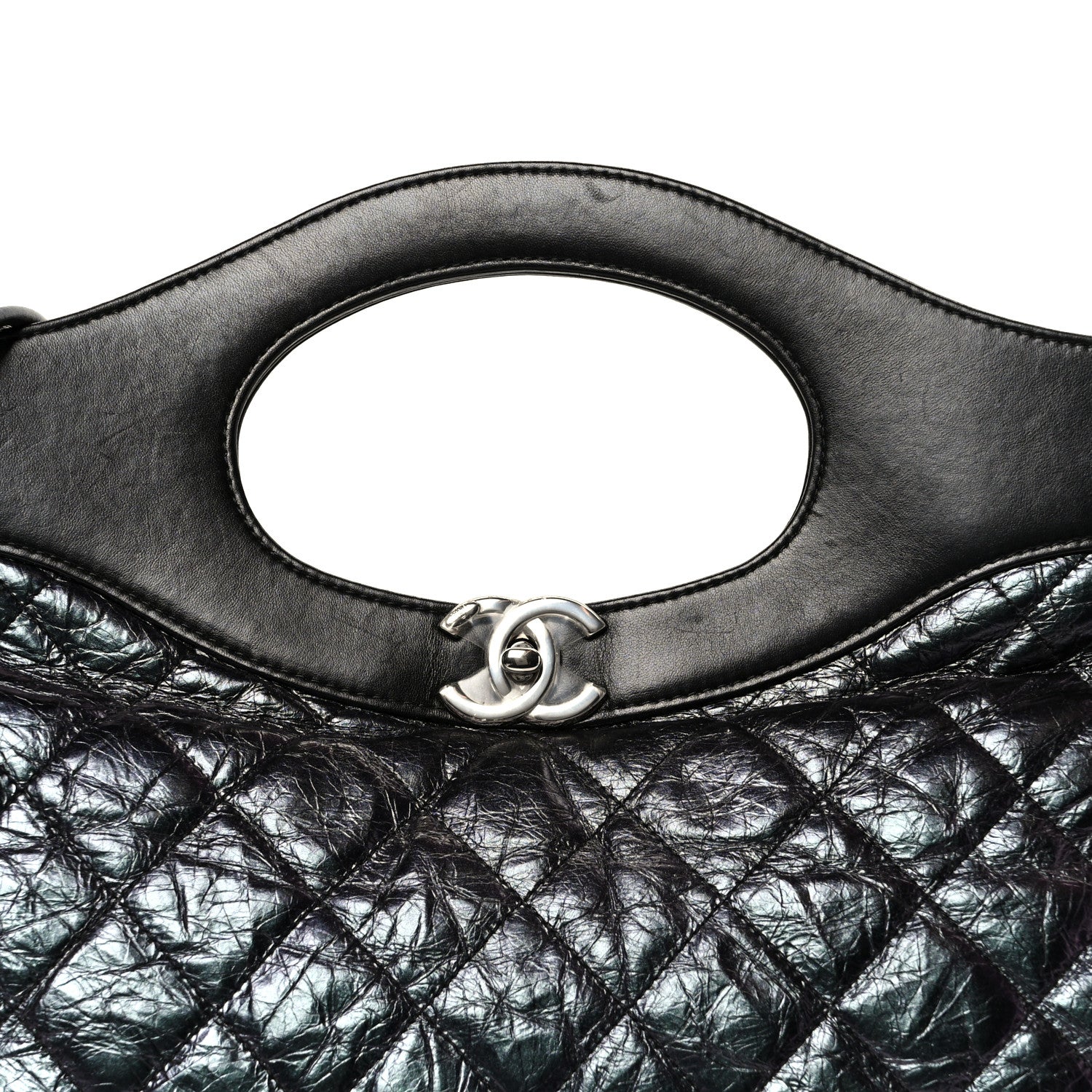Chanel Crumpled Calfskin Quilted 31 Large Shopping Bag Black 8 of 10