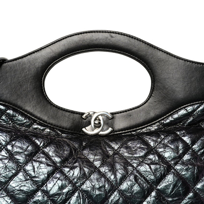 Chanel Crumpled Calfskin Quilted 31 Large Shopping Bag Black 8 of 10