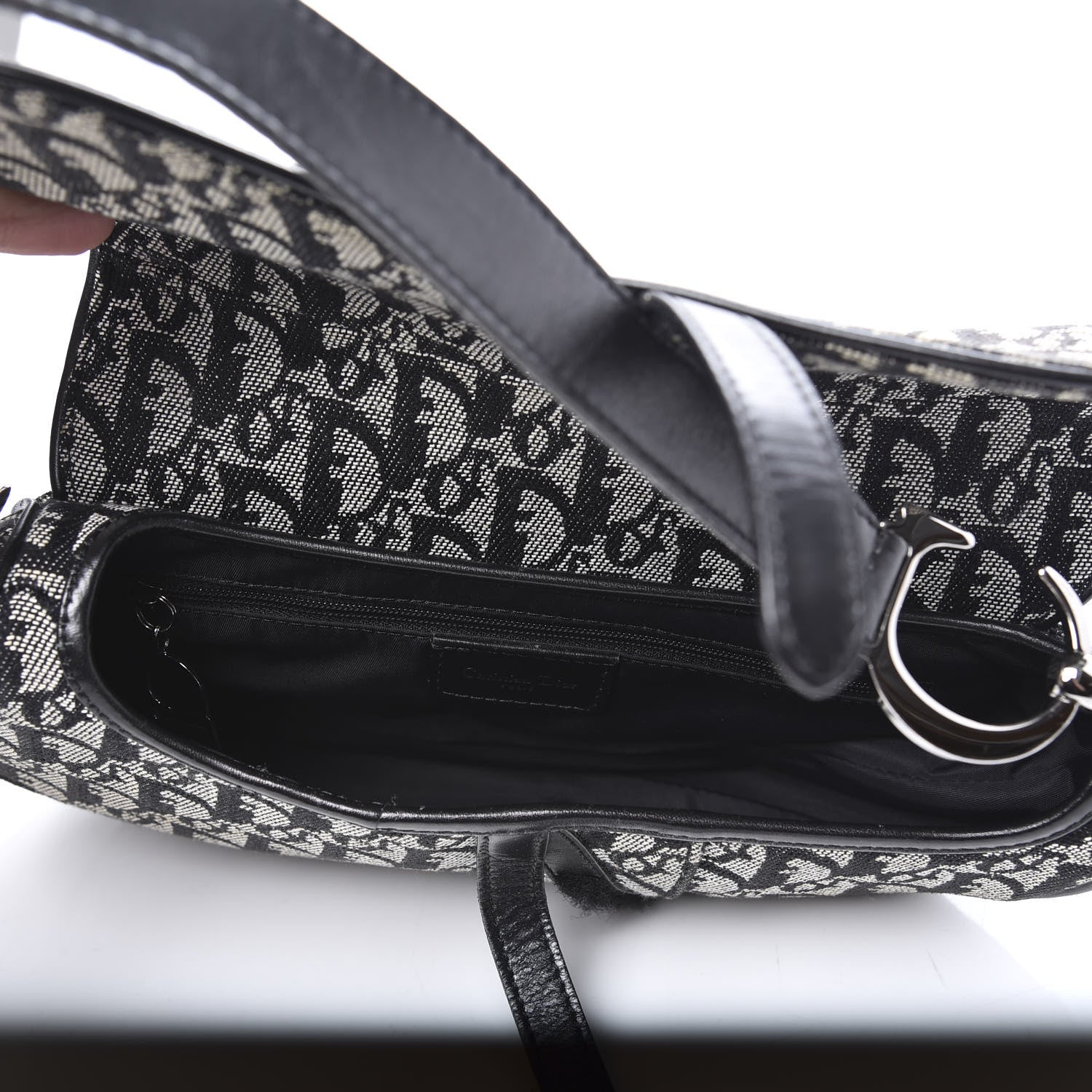 Christian Dior Monogram Saddle Bag Black 4 of 9