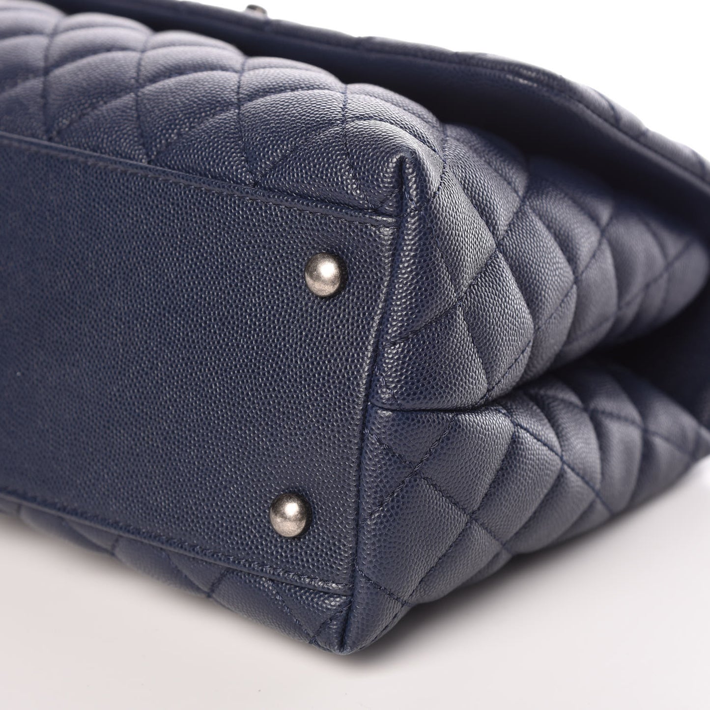 Caviar Quilted Small Coco Handle Flap Navy