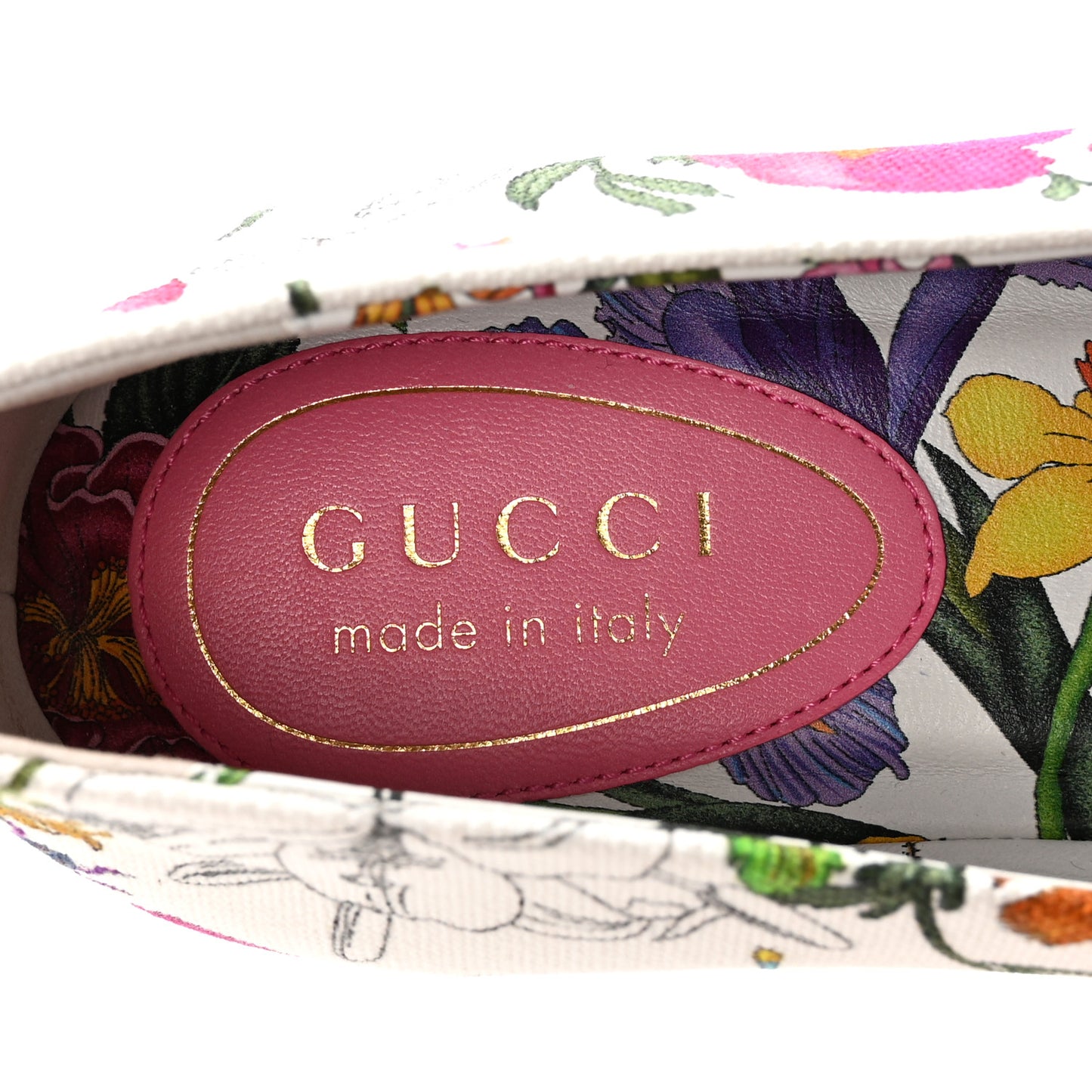 Sepang Flora Faded Canvas GG Marmont Ballerina Flats 39 White Multicolor Knit Rose
