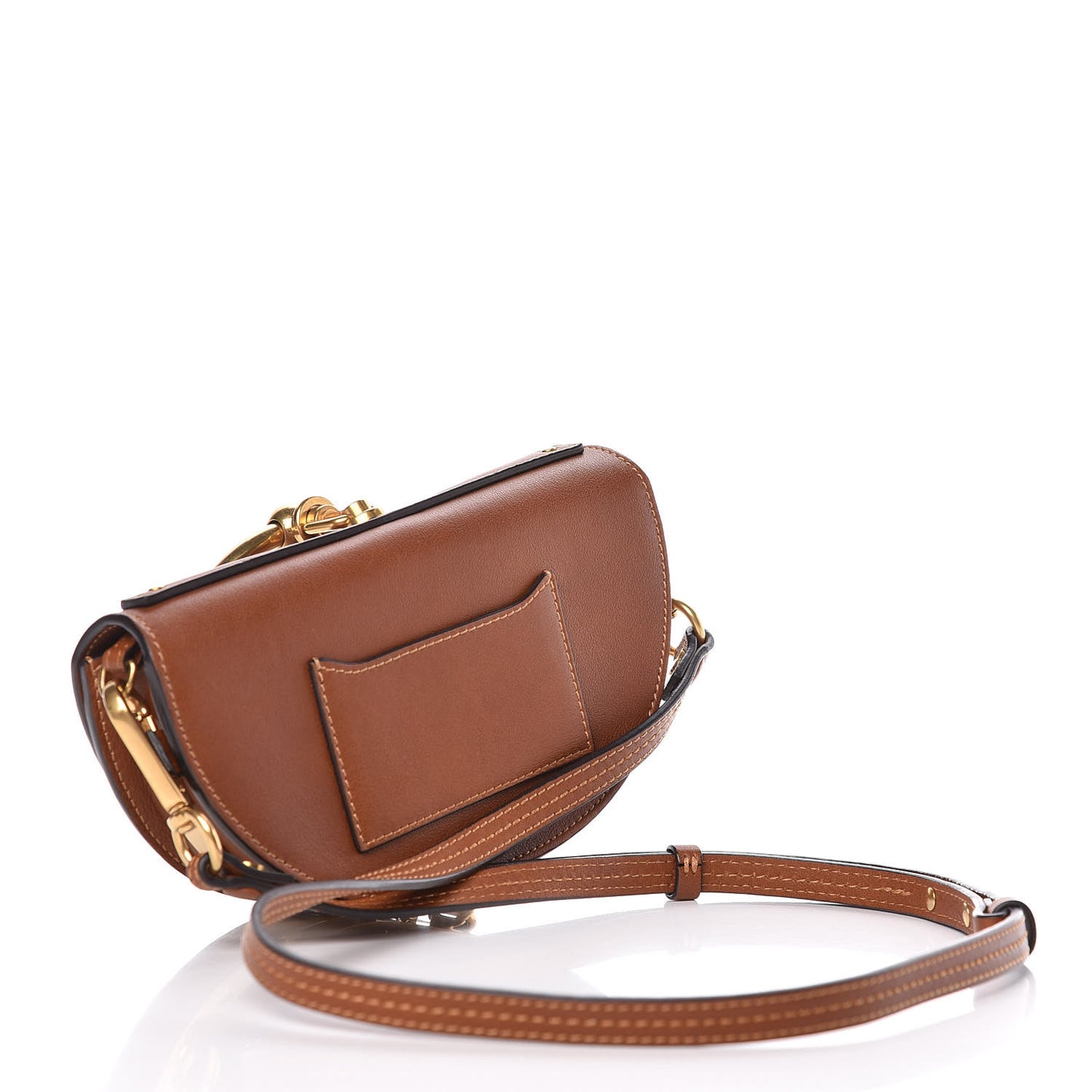 Calfskin Small Nile Bracelet Minaudiere Bag Caramel