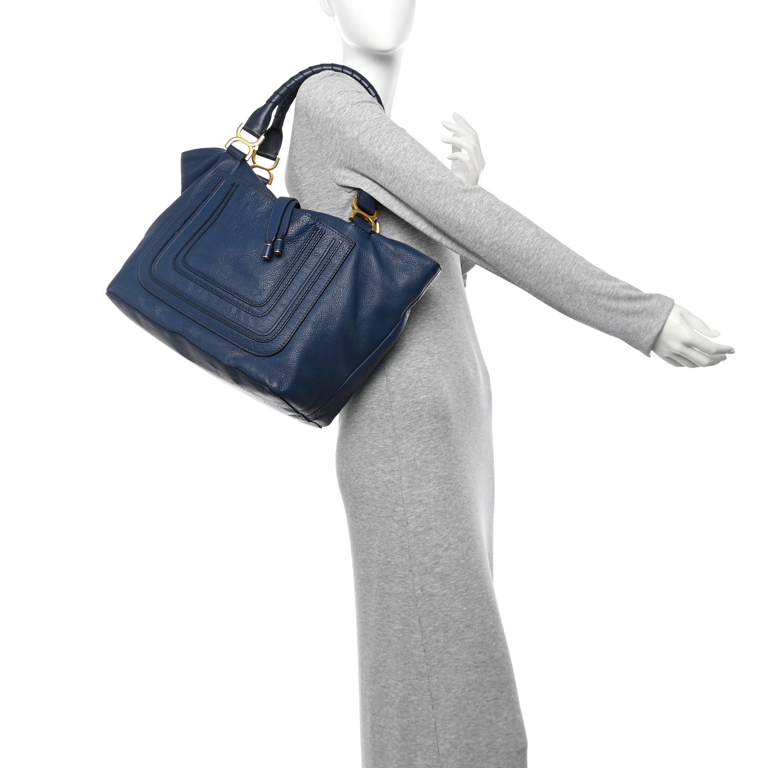 Chloe Calfskin Large New Marcie Tote Royal Navy 2 of 17
