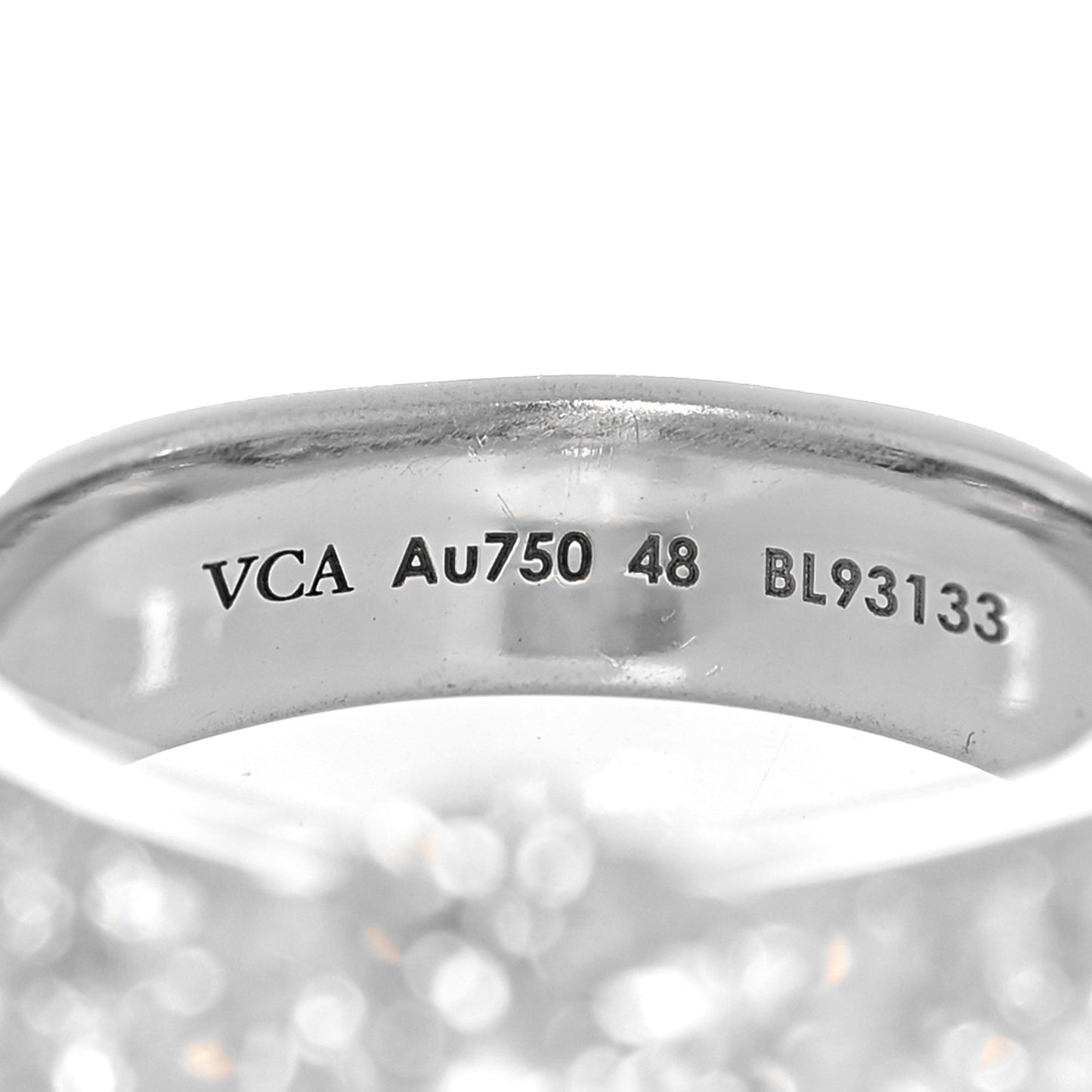 18K White Gold Diamond Fleurette Three-Row Ring 48 4.5