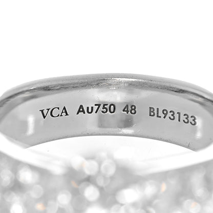 Van Cleef & Arpels 18K White Gold Diamond Fleurette Three-Row Ring 48 4.5 4 of 4