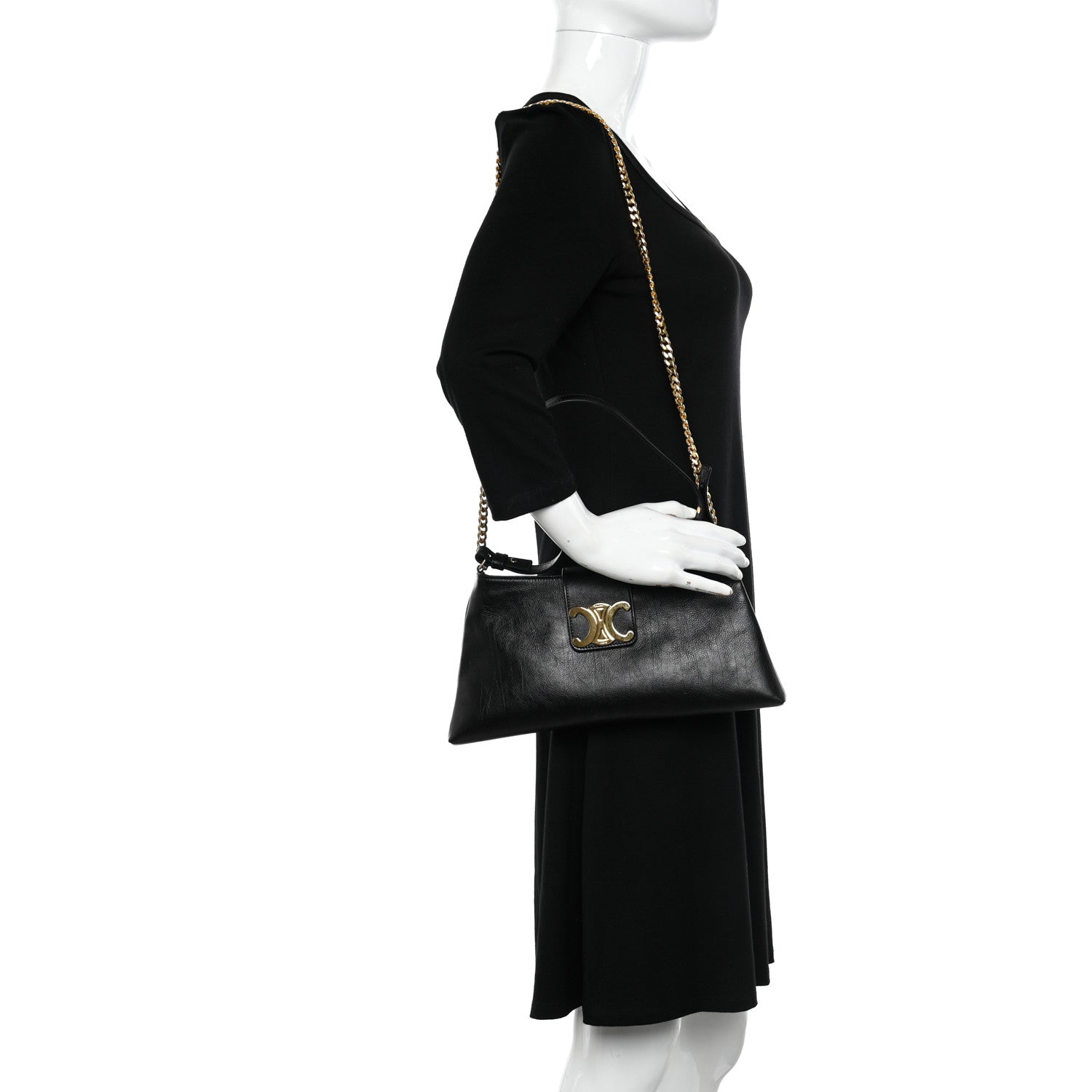 Celine Triomphe Calfskin Wiltern Clutch Black 2 of 10