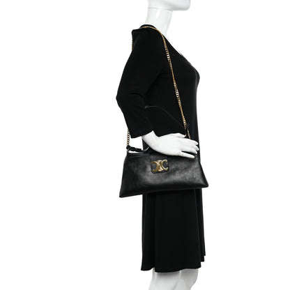 Celine Triomphe Calfskin Wiltern Clutch Black 2 of 10
