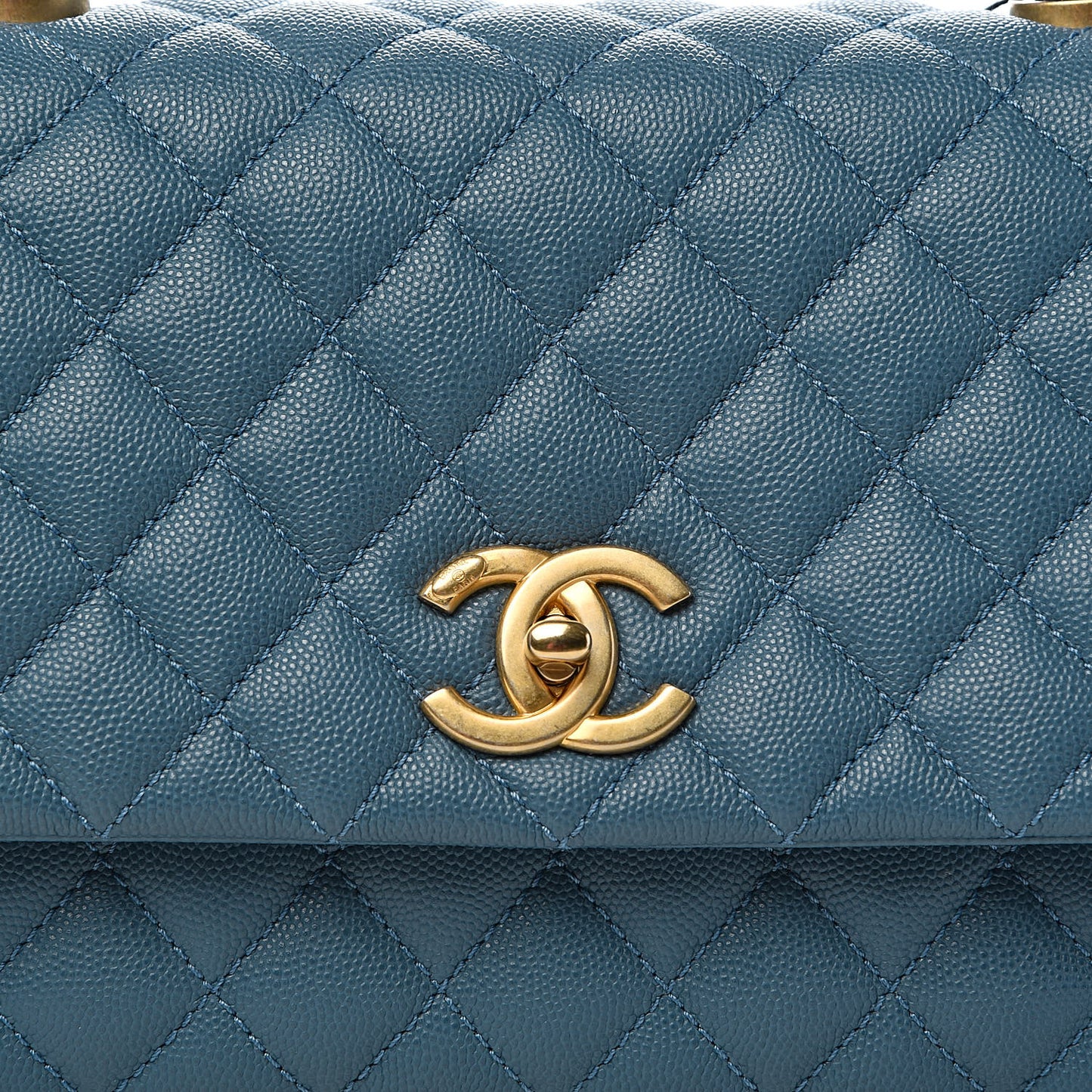 Caviar Quilted Small Coco Handle Flap Blue