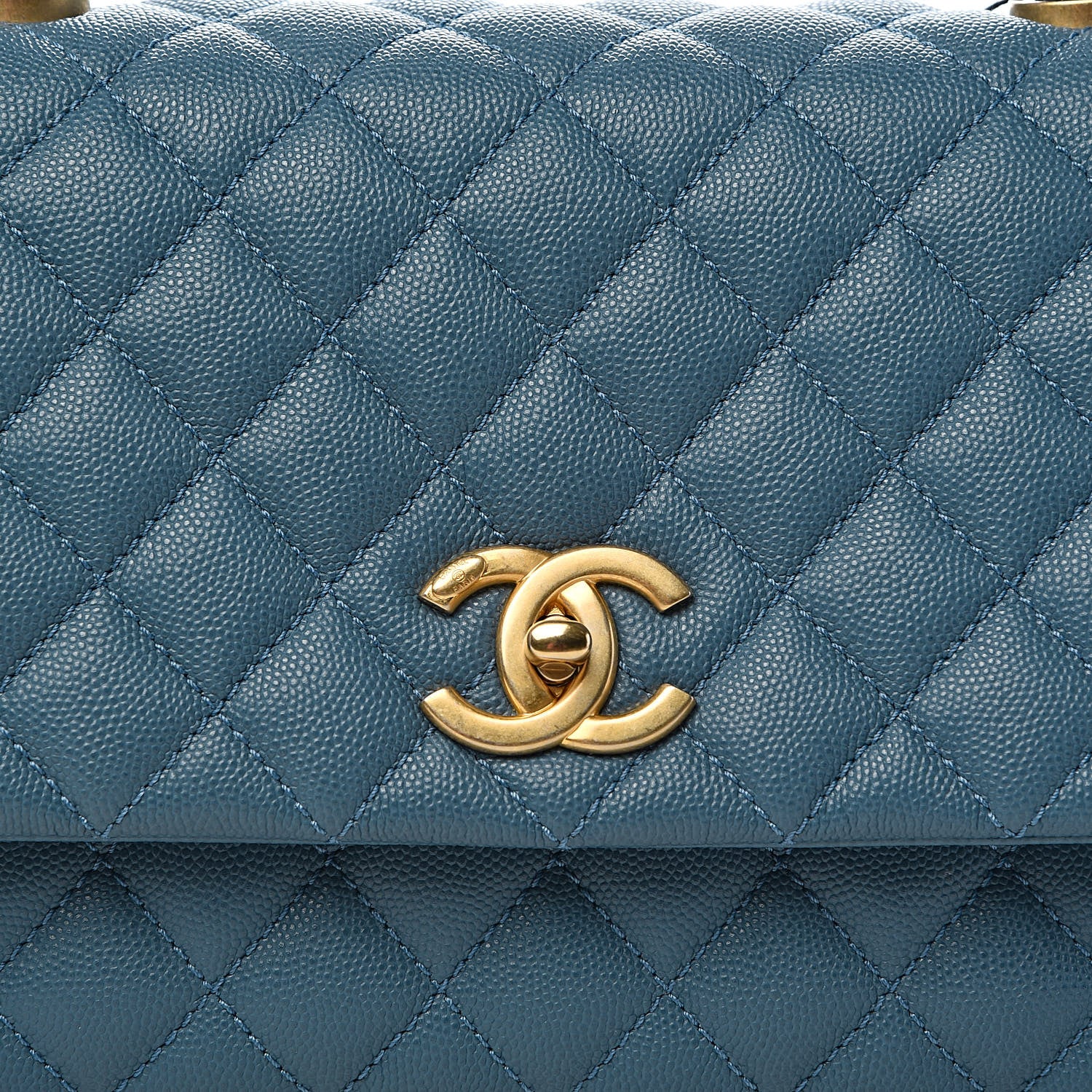 Chanel Caviar Quilted Small Coco Handle Flap Blue 10 of 11
