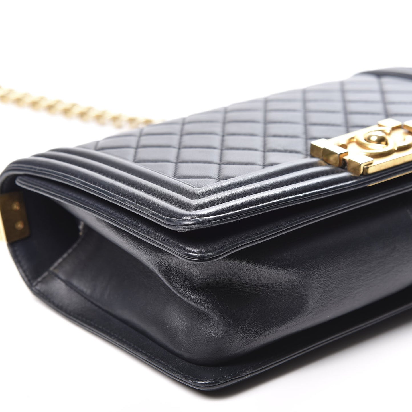 Lambskin Quilted Medium Boy Flap Black