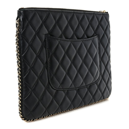Chanel Lambskin Quilted Chain Around Medium Cosmetic Case Black 3 of 10