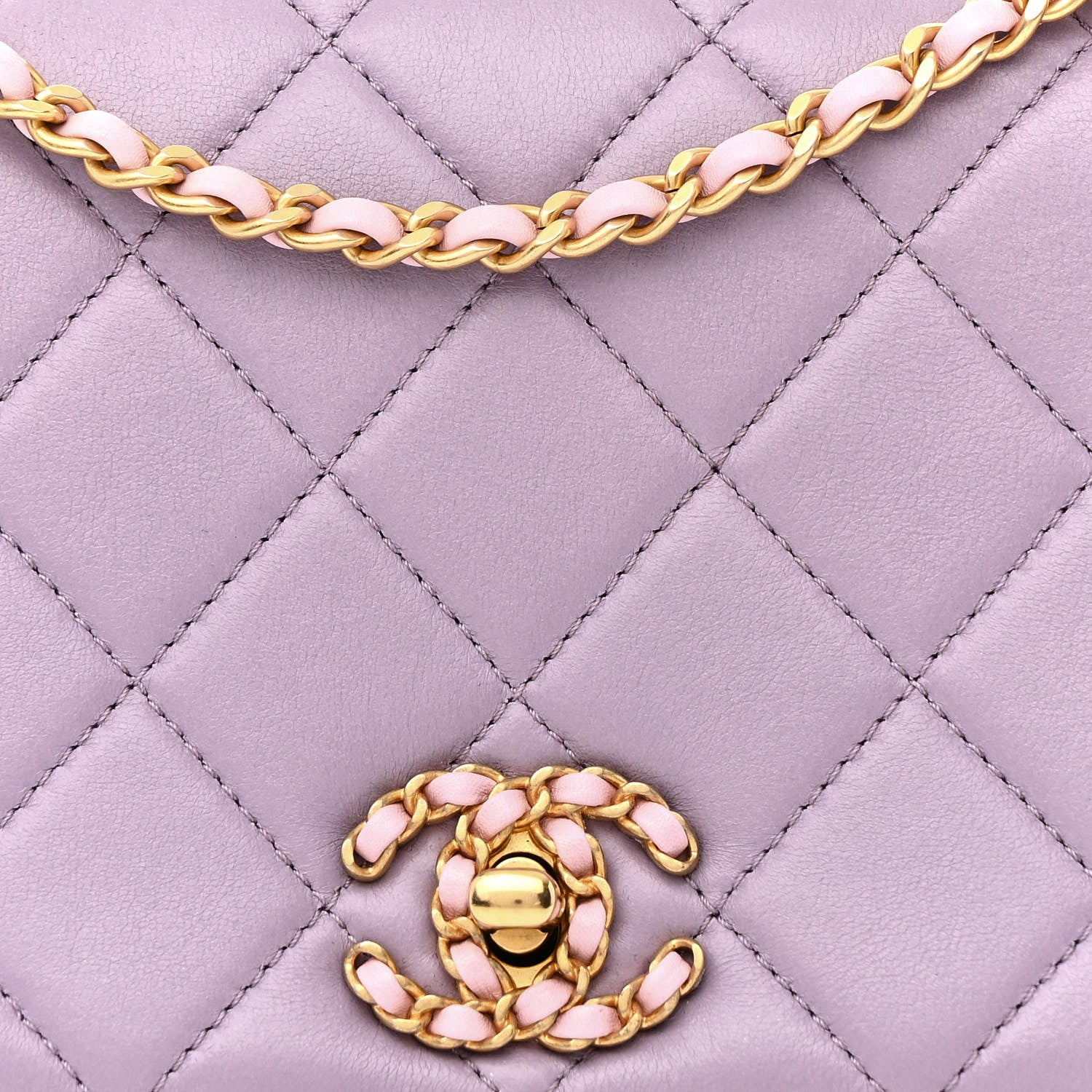 Chanel Lambskin Quilted Braided CC Small Flap Lilac 8 of 11