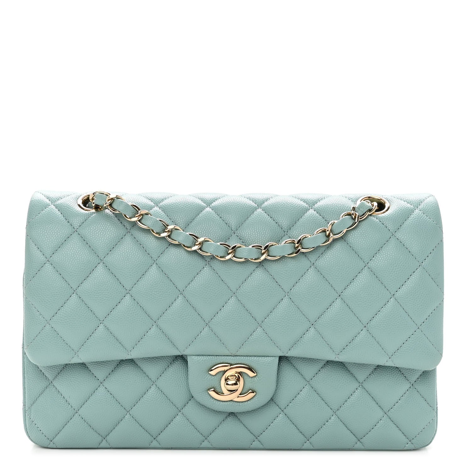 Chanel Caviar Quilted Medium Double Flap Light Blue 1 of 10