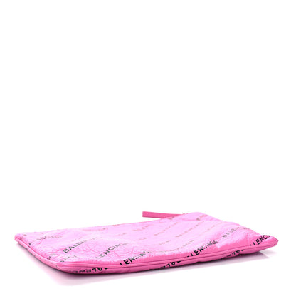 Balenciaga Agneau Arena Allover Logo Pouch Rose Bonbon Black 4 of 9