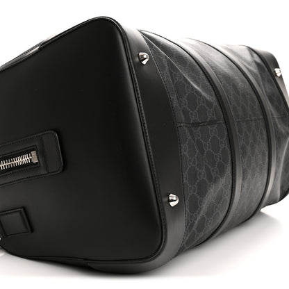 Gucci Soft GG Supreme Monogram Appia Calfskin Web Large Carry On Duffle Bag Black Grey 8 of 12