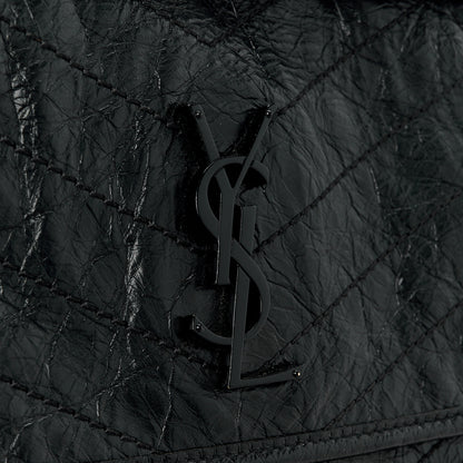 Saint Laurent Crinkled Calfskin Matelasse Monogram Medium Niki Chain Satchel Black 14 of 15