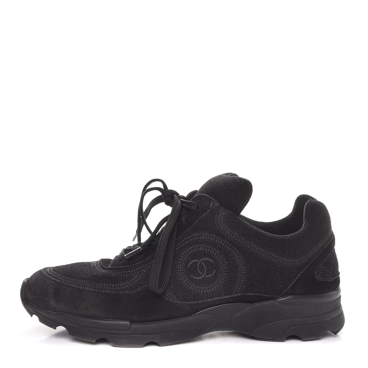 Suede Calfskin CC Sneakers 36.5 Black