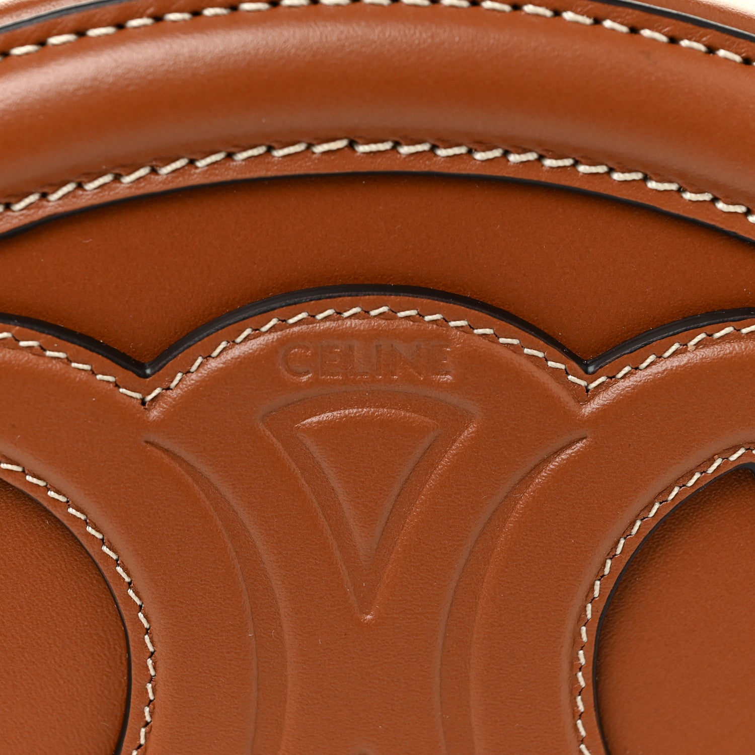 Celine Smooth Calfskin Cuir Small Triomphe Oval Crossbody Purse Tan 5 of 9