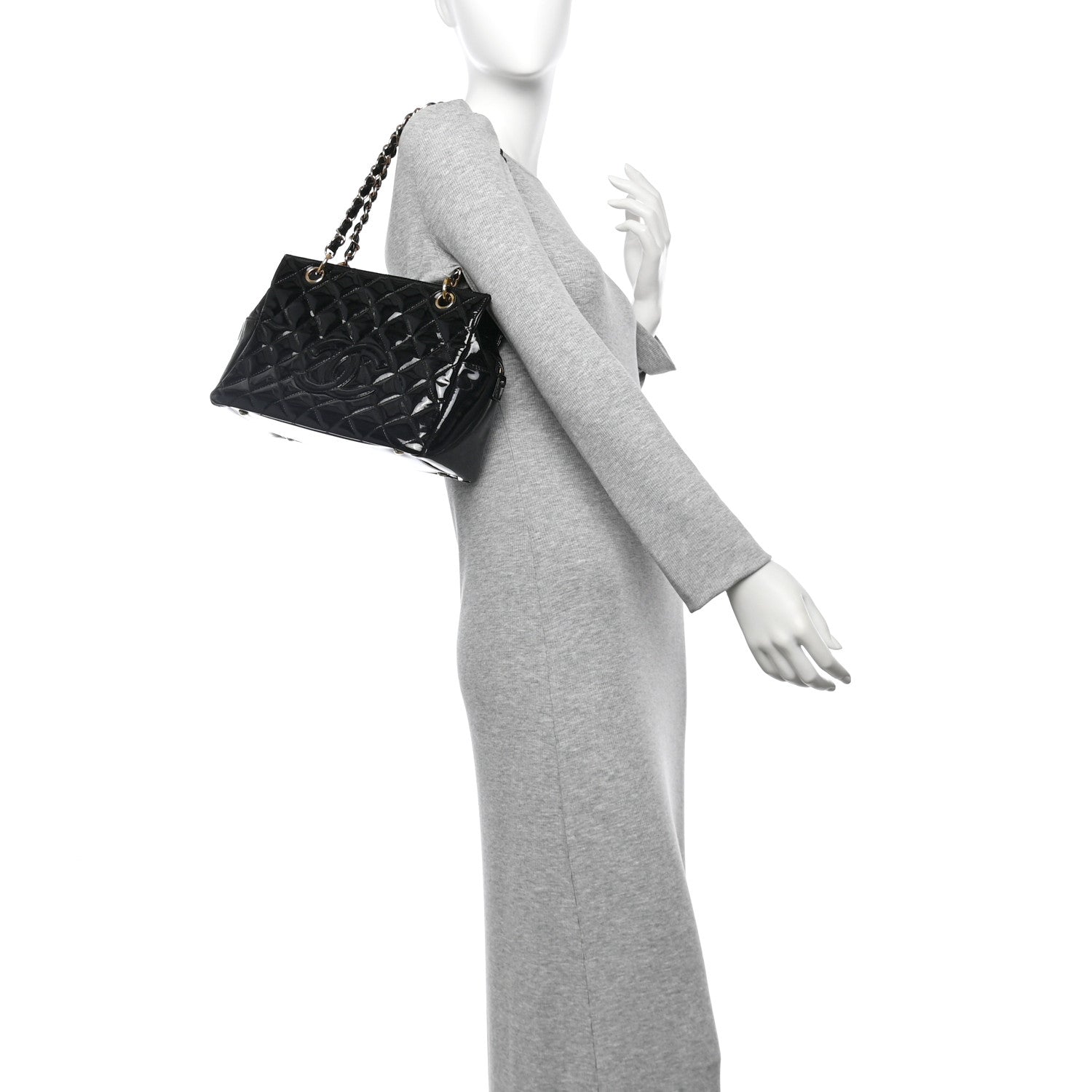 Chanel Patent Quilted Petit Timeless Tote PTT Black 2 of 12