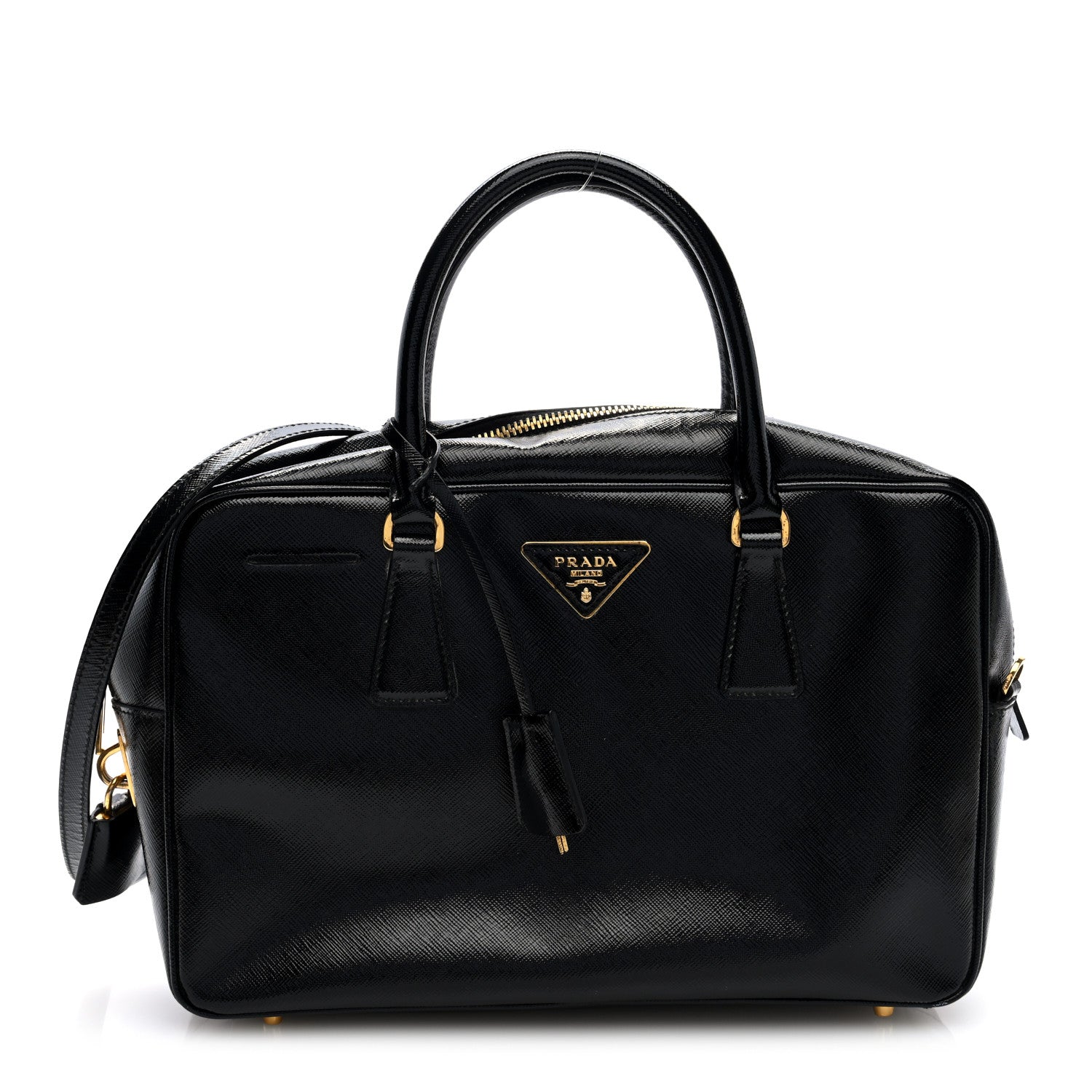 Prada Saffiano Lux Bowler Black 1 of 9