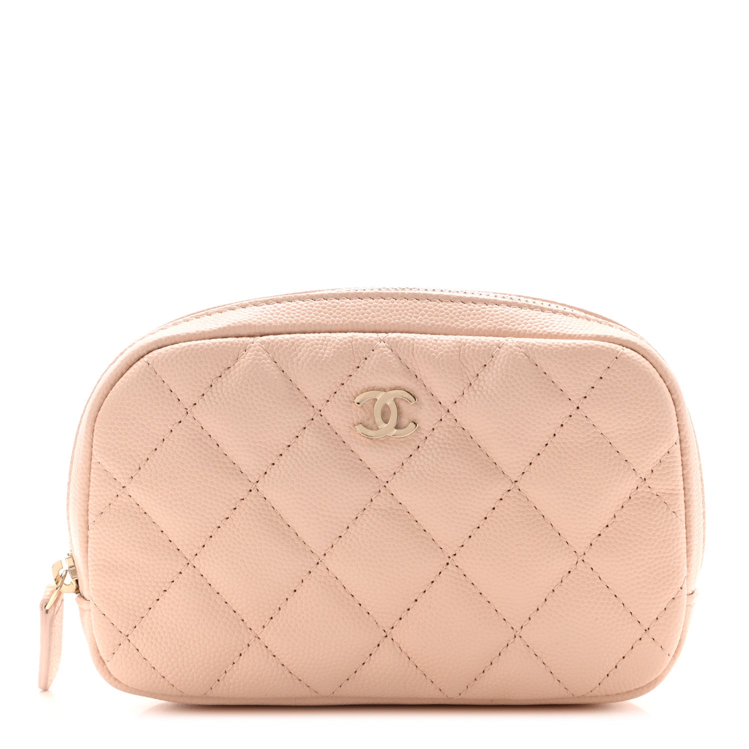 Chanel Caviar Quilted Small Curvy Pouch Cosmetic Case Beige 1 of 7