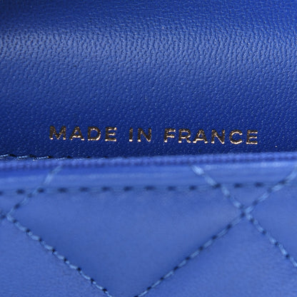 Chanel Lambskin Quilted Top Handle Flap Coin Purse With Chain Blue 7 of 10