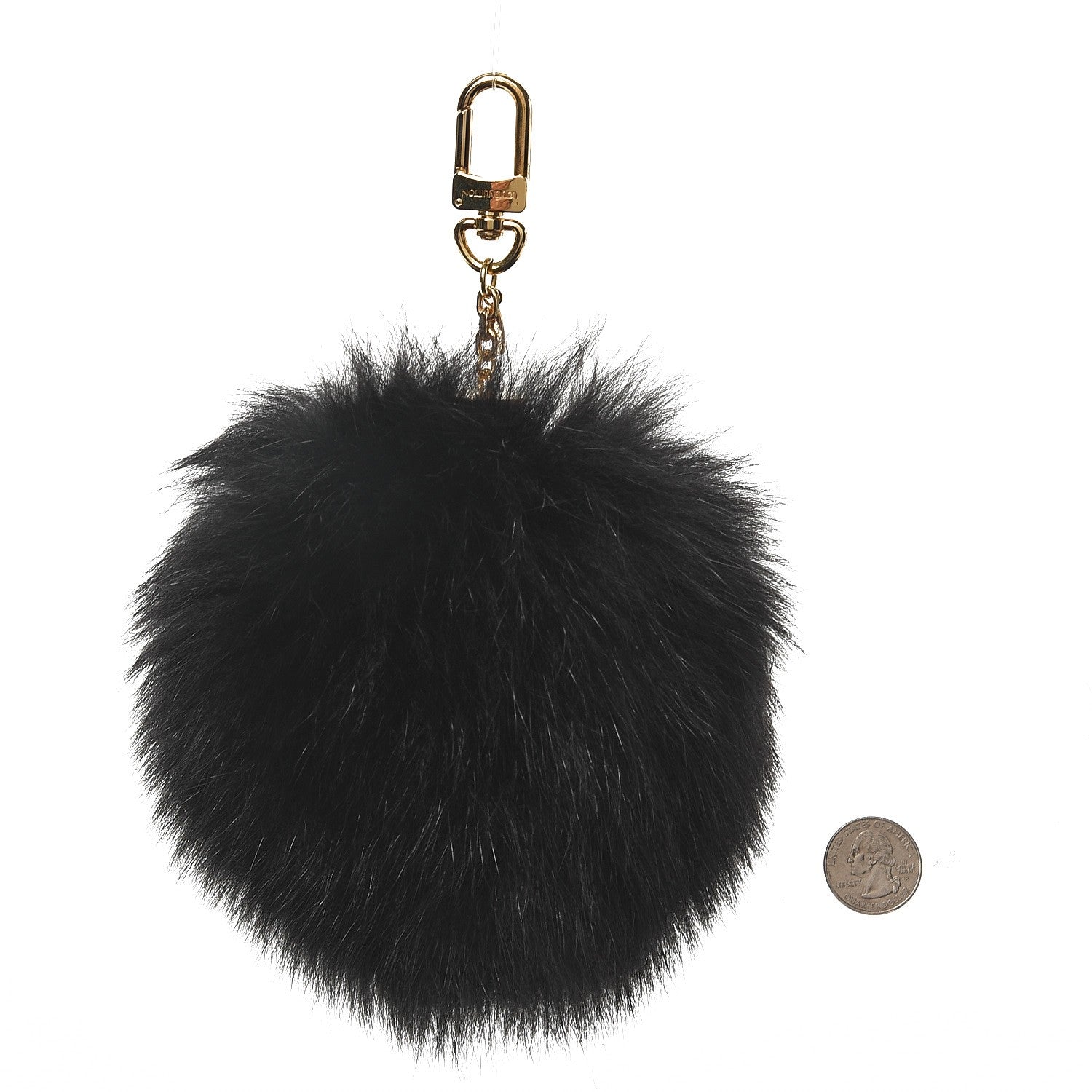 Louis Vuitton Fox Fur Fuzzy Bubble Bag Charm Black 2 of 3