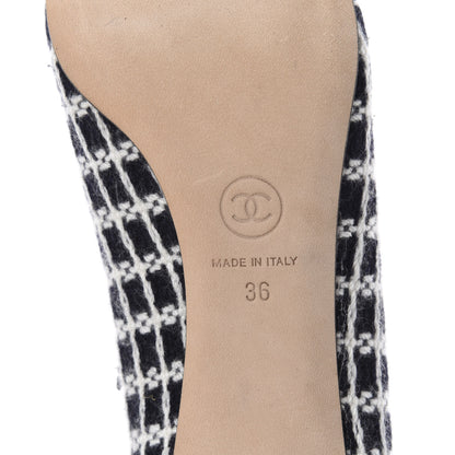 Chanel Tweed Patent Cap Toe CC Pumps 36 Black White 9 of 10