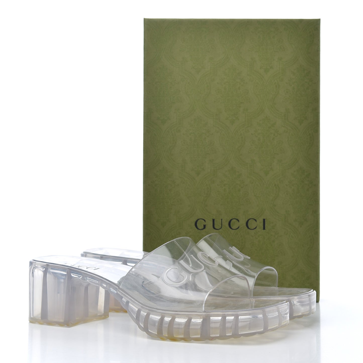 Rubber Gucci Logo Womens Platform 20/60mm Slide Sandals 39 Transparent