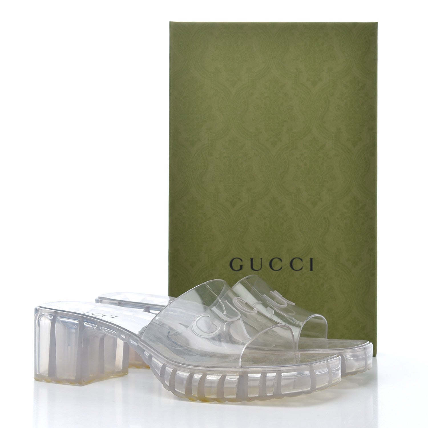 Gucci Rubber Gucci Logo Womens Platform 20/60mm Slide Sandals 39 Transparent 13 of 13