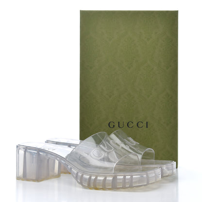 Gucci Rubber Gucci Logo Womens Platform 20/60mm Slide Sandals 39 Transparent 13 of 13