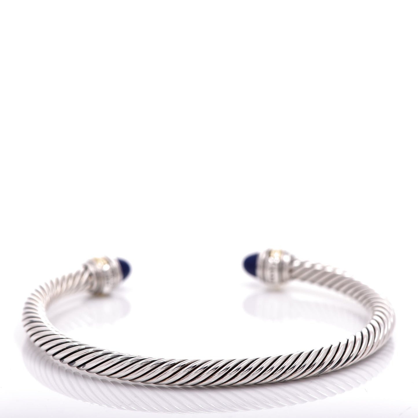 Sterling Silver 14K Yellow Gold Lapis Lazuli 5mm Cable Classics Bracelet
