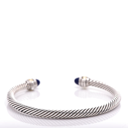 David Yurman Sterling Silver 14K Yellow Gold Lapis Lazuli 5mm Cable Classics Bracelet 3 of 5