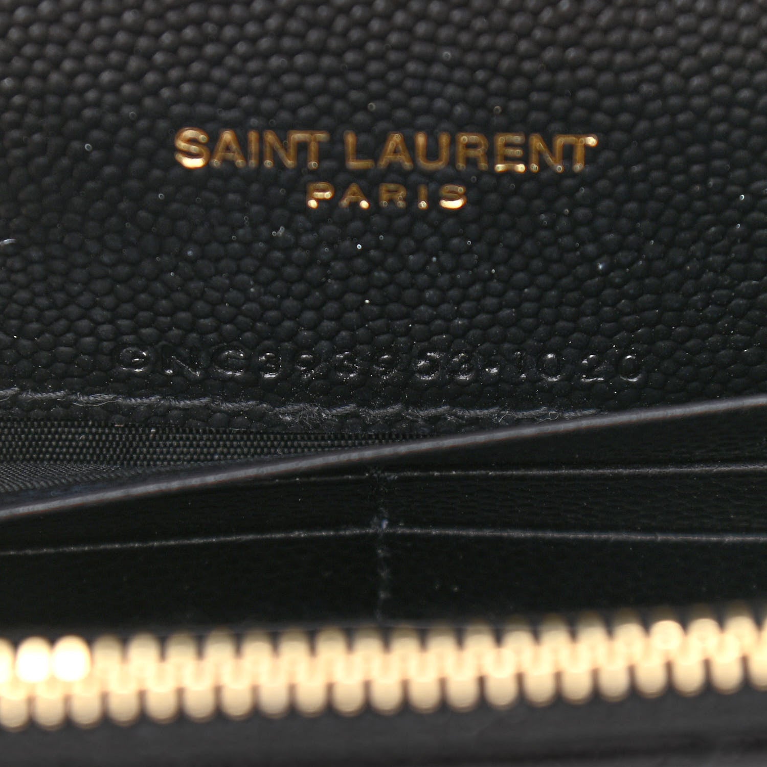 Saint Laurent Grain De Poudre Matelasse Chevron Monogram Envelope Chain Wallet Black 7 of 11