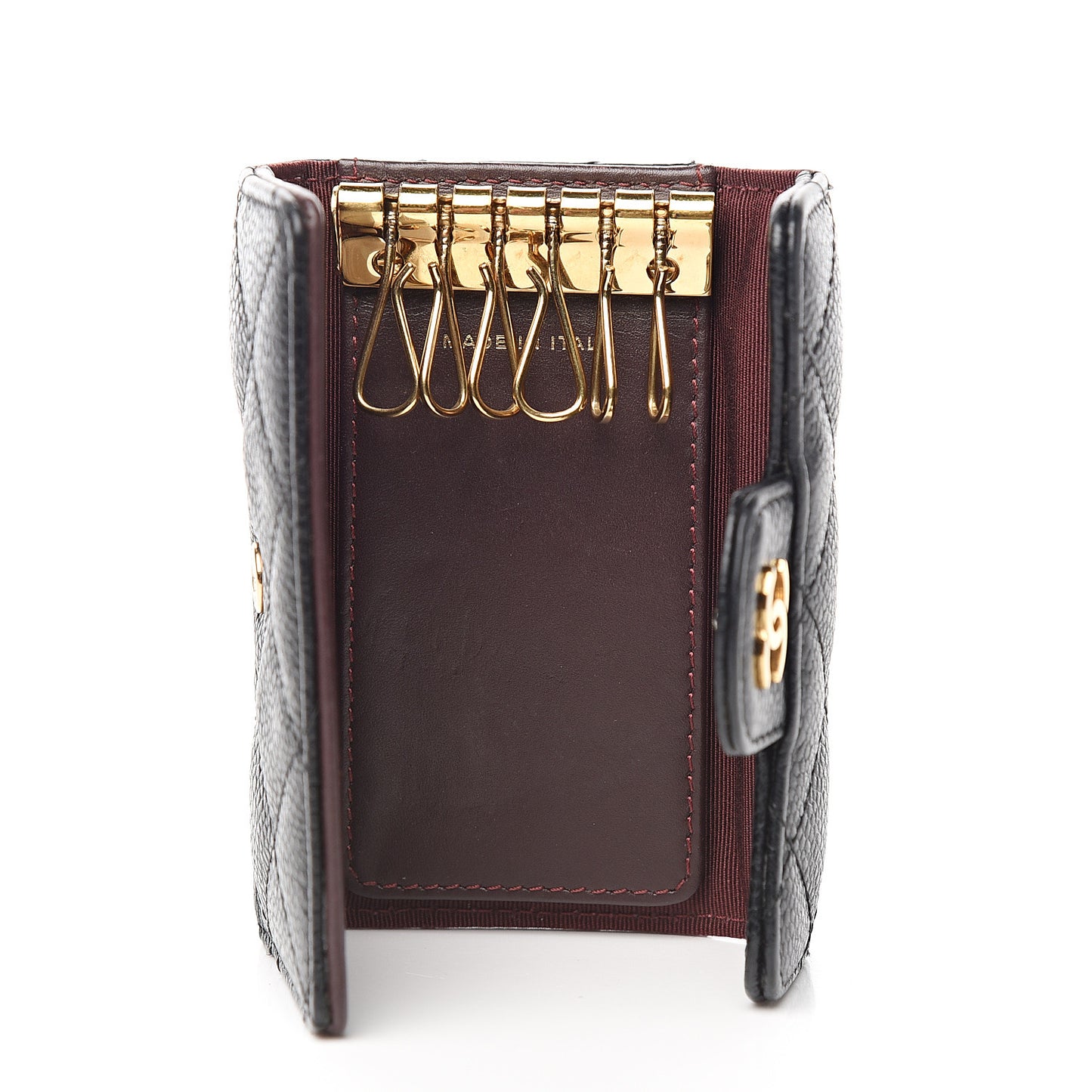 Caviar Quilted 6 Key Holder Black