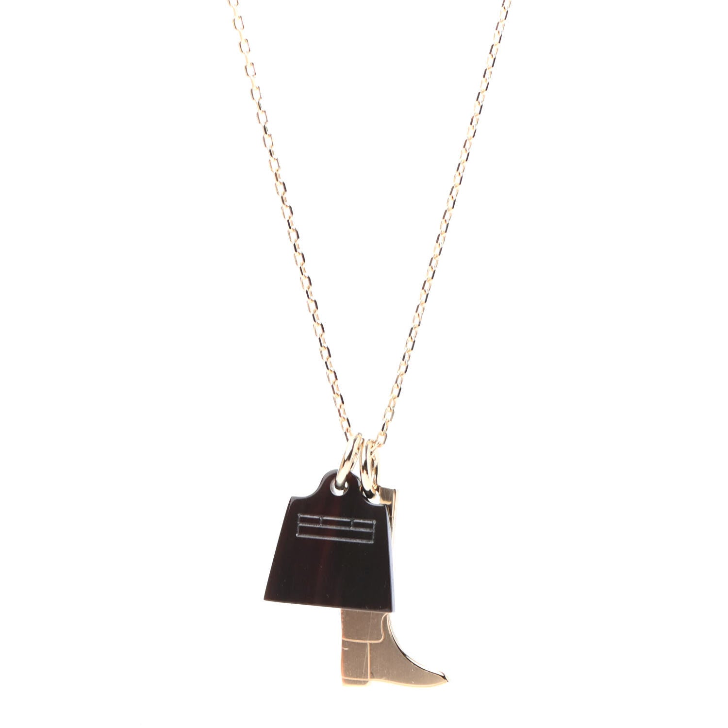 Hermes Permabrass Buffalo Horn Amulette Maroquinier PM Pendant Necklace 1 of 4