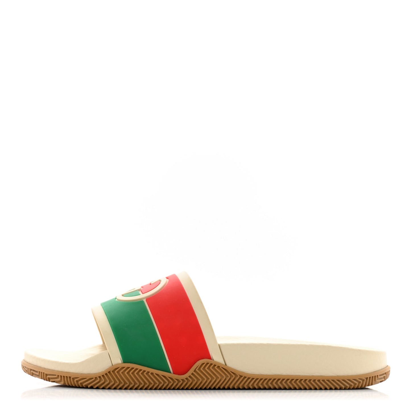 Rubber Web Mens Interlocking G Slide Sandals 8 Mystic White Green Red