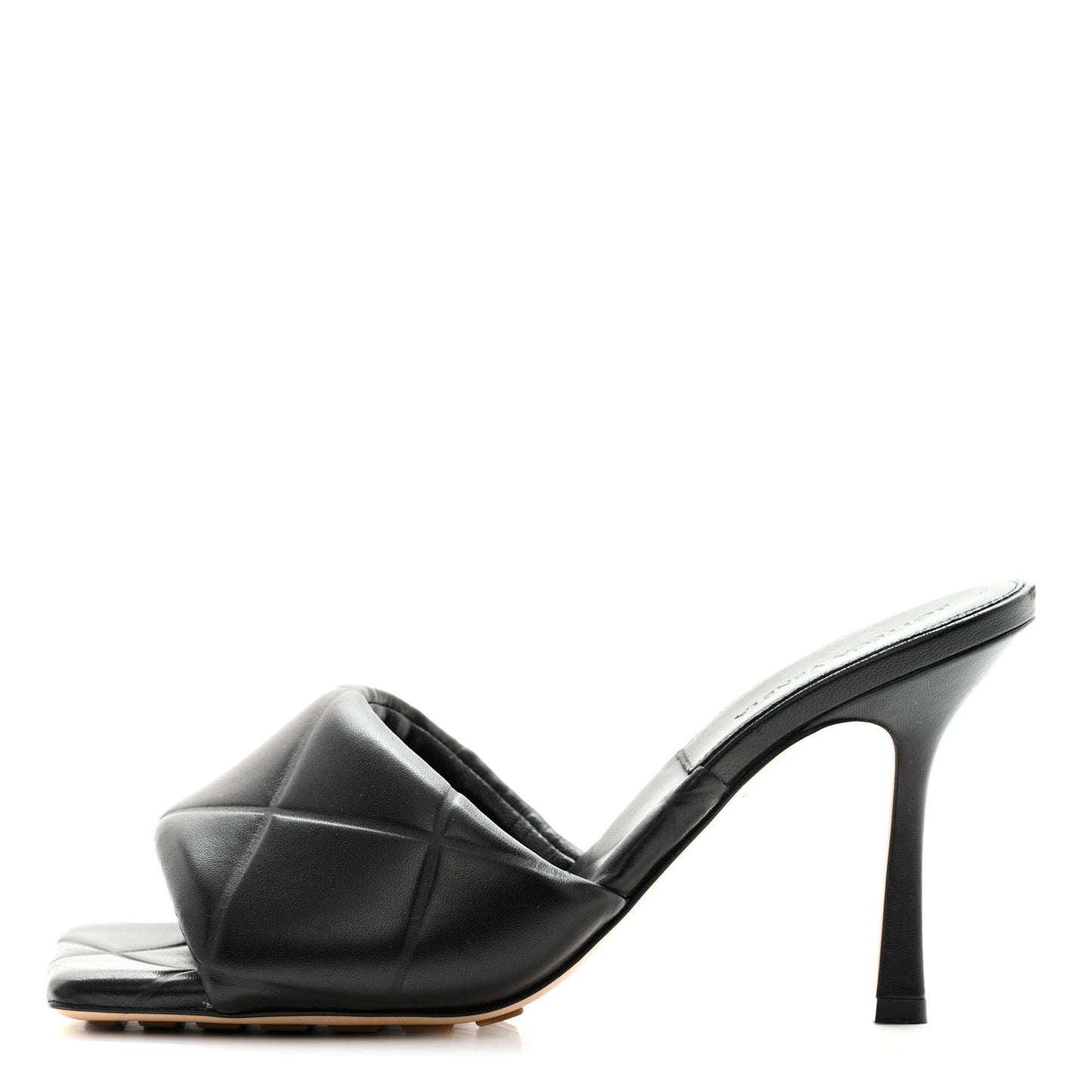 Nappa Quilted Rubber Lido Mule Sandals 39 Black