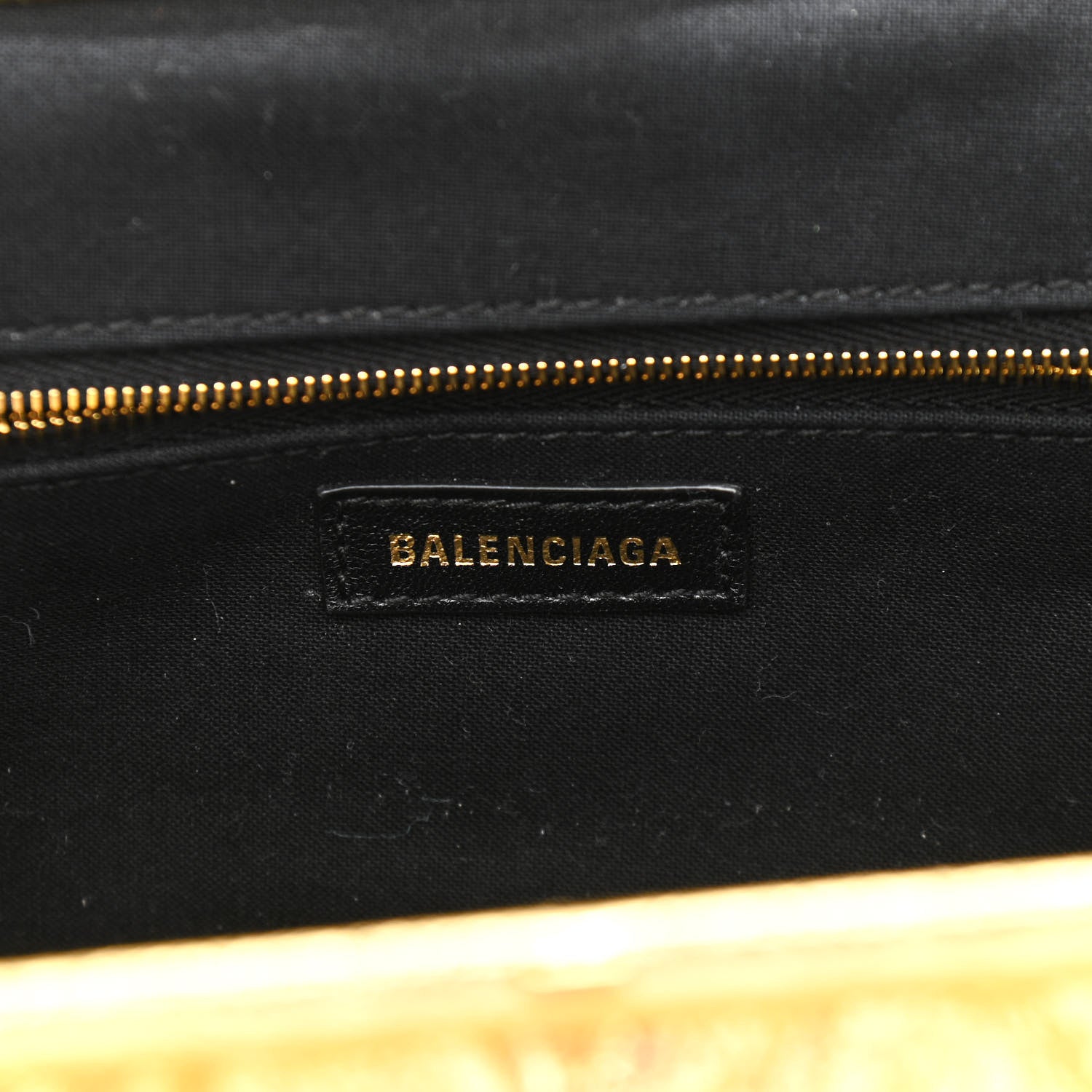 Balenciaga Metallic Textured Calfskin Logo XL Cloud Clutch Gold 6 of 10