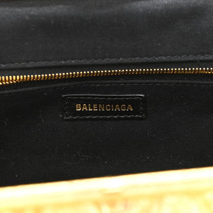Balenciaga Metallic Textured Calfskin Logo XL Cloud Clutch Gold 6 of 10