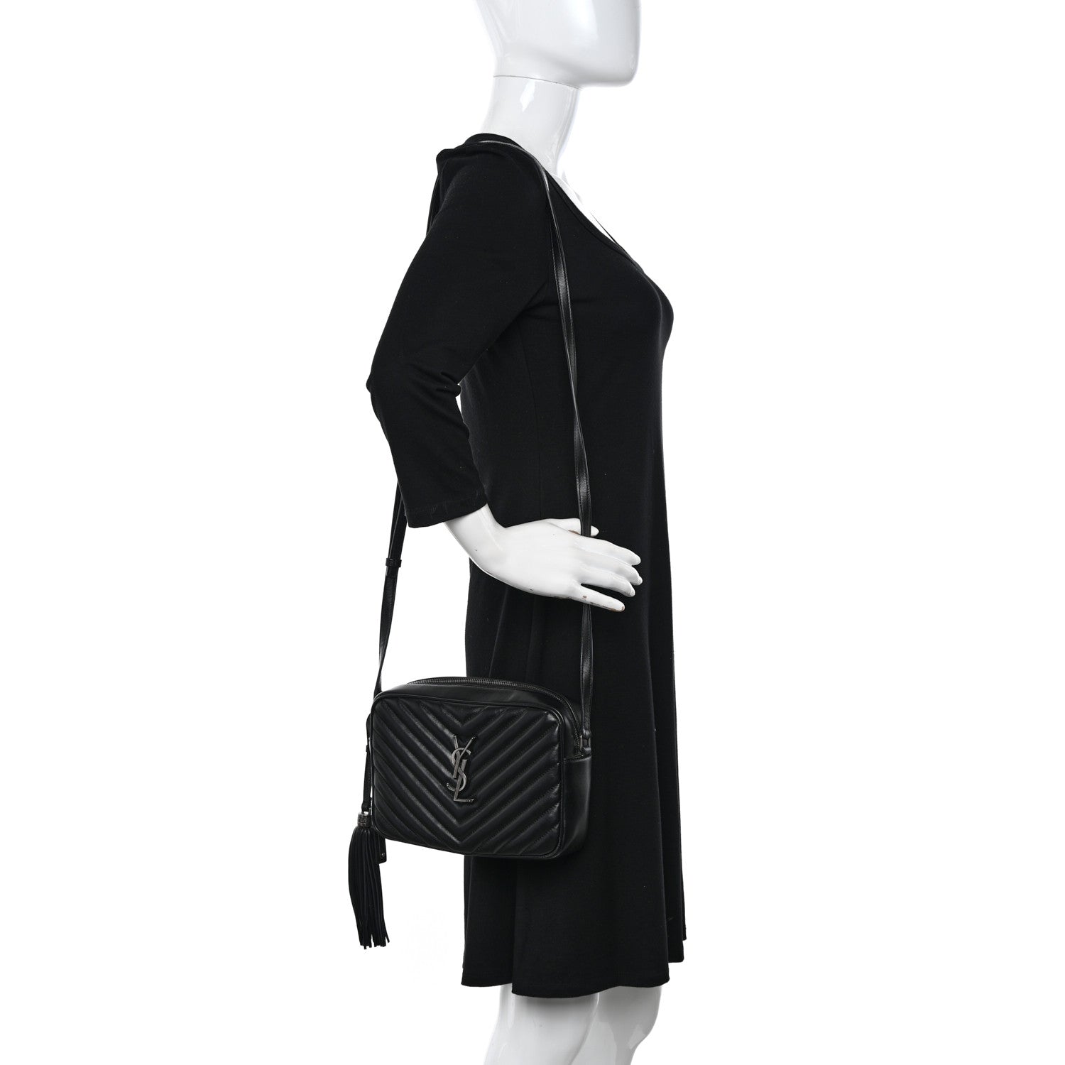 Saint Laurent Calfskin Matelasse Monogram Lou Camera Bag Black 2 of 14
