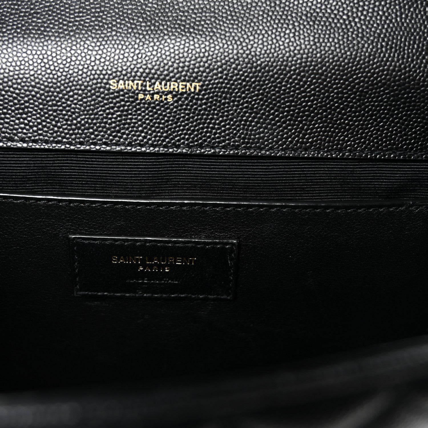Saint Laurent Grain De Poudre Textured Mixed Matelasse Triquilt Medium Monogram Satchel Black 6 of 9