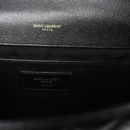 Saint Laurent Grain De Poudre Textured Mixed Matelasse Triquilt Medium Monogram Satchel Black 6 of 9