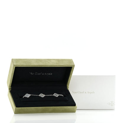 Van Cleef & Arpels 18K White Gold Mother of Pearl 5 Motifs Vintage Alhambra Bracelet 5 of 5