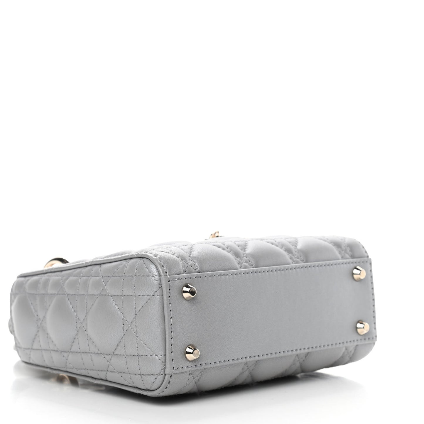 Lambskin Cannage Mini Lady Dior Gray Opaline