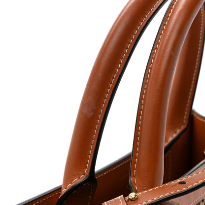 Celine Canvas Calfskin Jacquard Floral Small Vertical Cabas Black Tan 10 of 14
